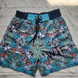 Men's What The FIN, Summer , Vacation, Beach, Pool, Blue Graphic Swim Shorts